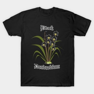 Black Dendrobium – Gothic orchid flowers T-Shirt